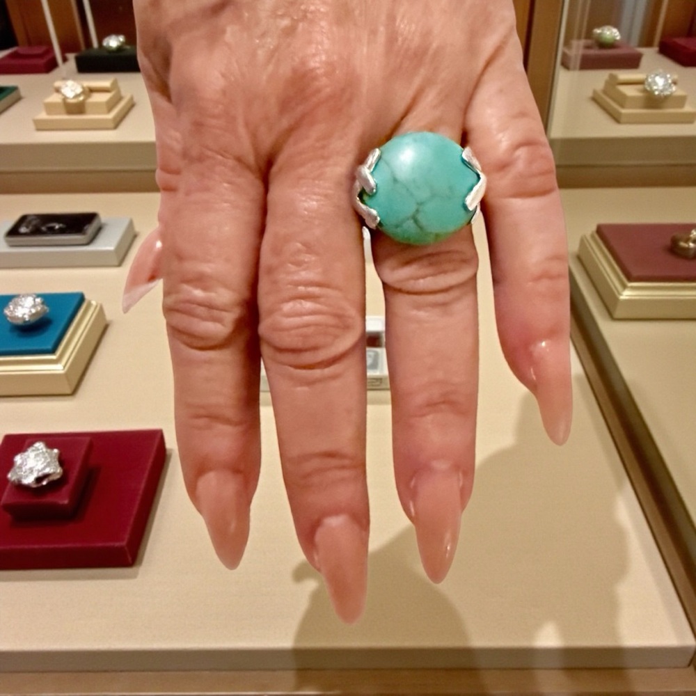 Turquoise Silver 925 Ring Size 8